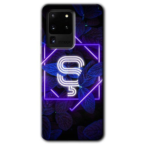 Galaxy S20 Ultra Kılıf HD Desen Baskılı Arka Kapak - Dark Neon Yaprak Ş Harfi