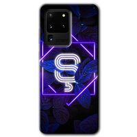 Galaxy S20 Ultra Kılıf HD Desen Baskılı Arka Kapak - Dark Neon Yaprak Ş Harfi