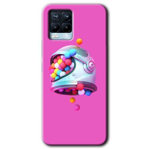 BeRa Aksesuar Realme 8 Kılıf Baskılı Kapak - Uzay Başlığı +Tam Kaplayan Mat Seramik
