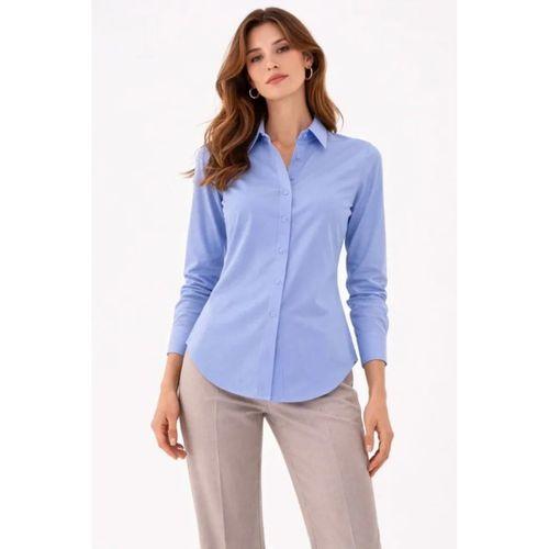 Uzun Kollu Gömlek Düğmeli Klasik Yaka Günlük Ve Ofis Şıklığına Uygun - Mavi