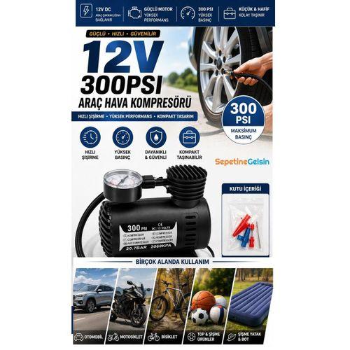 Sepetinegelsin Taşınabilir Oto Hava Kompresörü Çakmaklık İle Çalışır 12v 300 Psi