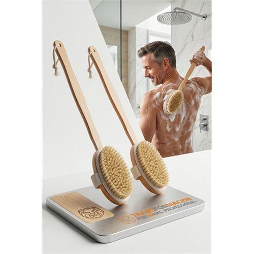 Uzun Saplı Doğal At Kılı Selülit Karşıtı Vücut Fırçası Peeling Masaj Aleti Selülit Fırçası 723198