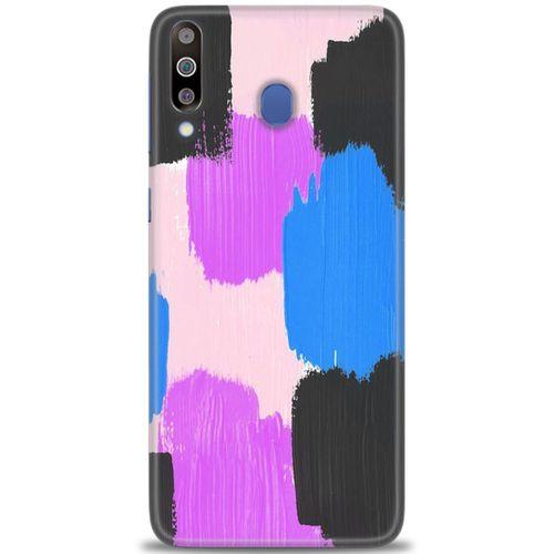 Samsung Galaxy M30 Kılıf HD Baskılı Kılıf - Mor Siyah + Tam Ekran Koruyucu