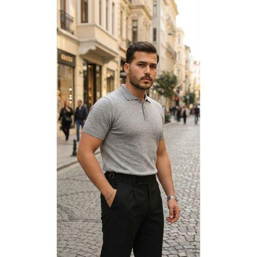 Erkek Düğme Yakalı Kısa Kollu Pamuk Triko Tişört