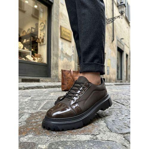 BA0245 Kahverengi Rugan Paraşüt Detaylı Akıllı Lastik Bağcık Yüksek Taban Günlük Erkek Ayakkabı