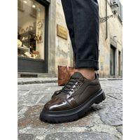 BA0245 Kahverengi Rugan Paraşüt Detaylı Akıllı Lastik Bağcık Yüksek Taban Günlük Erkek Ayakkabı