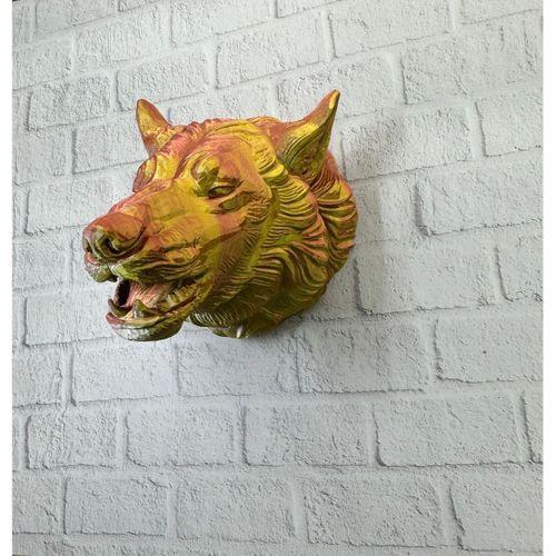 Gold Kurt Duvar Aksesuarı Asılabilir 3d Dekoratif Heykel 25x19 Cm