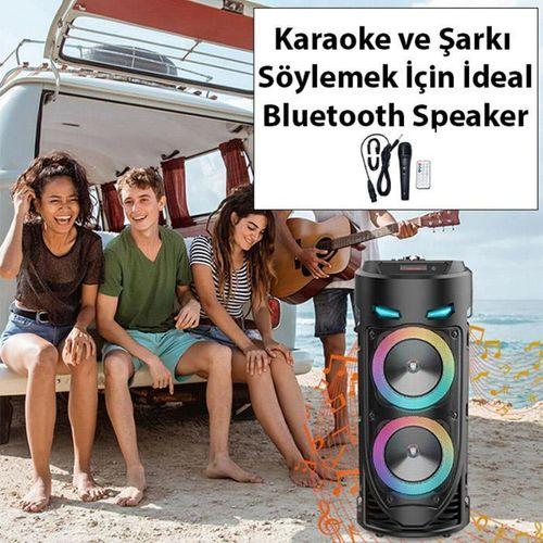 Zhltools ZQS4239 Mikrofonlu Taşınabilir Dev Speaker Led Işıklı Bluetooth Hoparlör - 4inc×2-8W×2 1800mAh