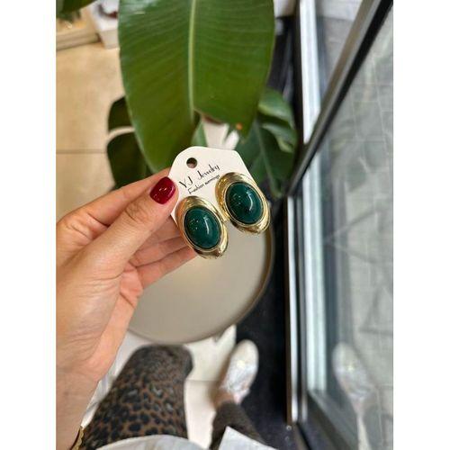 Taşlı Küpe - Yeşil