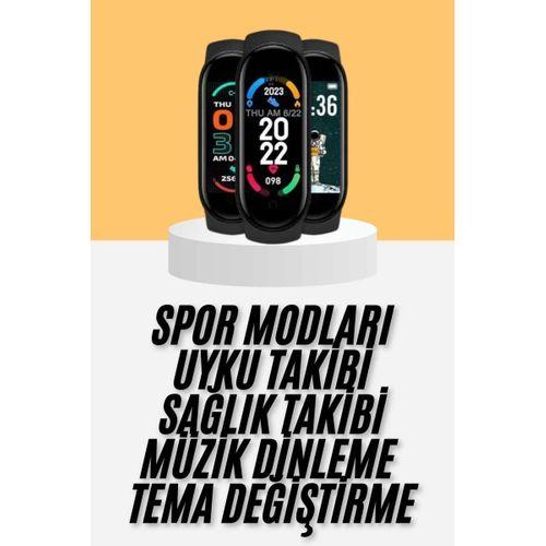 M6 Akıllı Bileklik Siyah Adımsayar Spor Takibi Android Ve İos Uyumlu