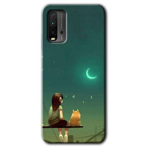 Poco M3 Kılıf HD Desen Baskılı Arka Kapak - Kedili Kız + Kırılmaz Cam