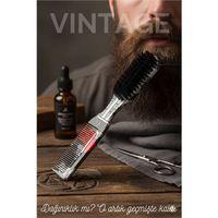 Vintage Sakal Bıyık Tarama Fırçası Çift Taraflı Sakal Tarak ve Fırça – Şekillendirici, Anti-Statik