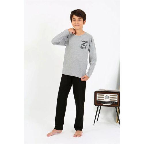 Erkek Çocuk Uzun Kol Penye Pijama Takım Gri