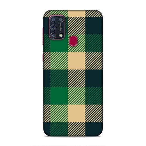 Samsung Galaxy M31 Kılıf Retro Kumas Yesil Arka Kapak Silikon Koruma Full Koruyucu