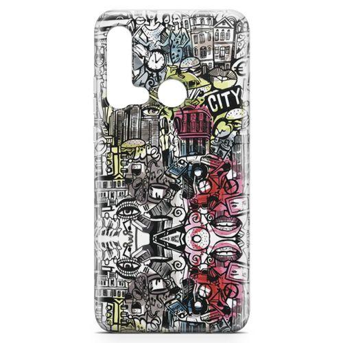 Huawei P20 Lite 2019 Kılıf Çılgın Şehir Arka Kapak Koruma Desenli Full Koruyucu