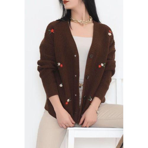Nakışlı Hırka Acıkahve - 383.1577.