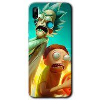 MRCİLETİSİM Huawei P smart 2019 Kılıf HD Desen Baskılı Arka Kapak + Temperli Cam - Rick Morty