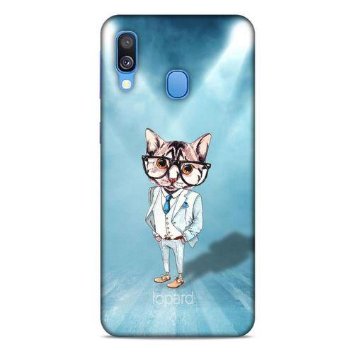 Samsung Galaxy A40 Kılıf FunnyMaX (40) Fit Silikon Kılıf Açık Mavi Kedi