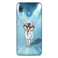 Samsung Galaxy A40 Kılıf FunnyMaX (40) Fit Silikon Kılıf Açık Mavi Kedi