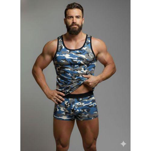 Erkek Kamuflaj Tank Top Boxer İç Çamaşır Takımı