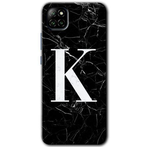 Casper Via E30 Kılıf HD Desen Baskılı Arka Kapak - Siyah Mermer Desenli K Harfi