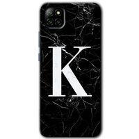 Casper Via E30 Kılıf HD Desen Baskılı Arka Kapak - Siyah Mermer Desenli K Harfi