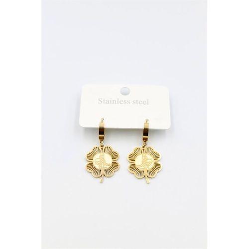 Tuğra Yonca Küpe - Altın