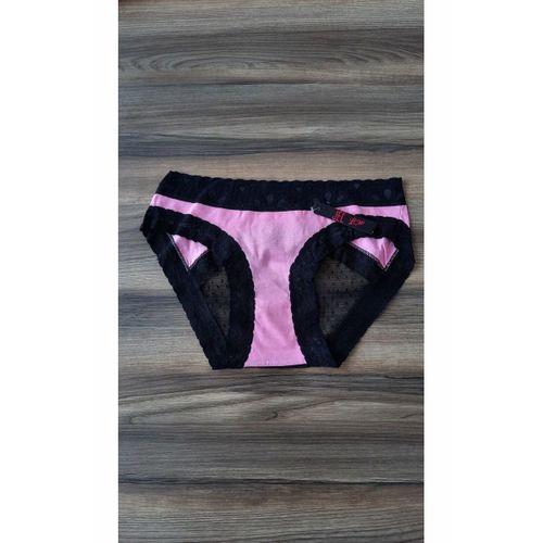 Dantelli Tüllü Pudra Pembesi 3 Lü Külot