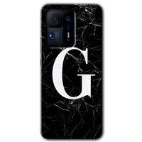 Mi Mix 4 Kılıf HD Desen Baskılı Arka Kapak - Siyah Mermer Desenli G Harfi + Kırılmaz Cam