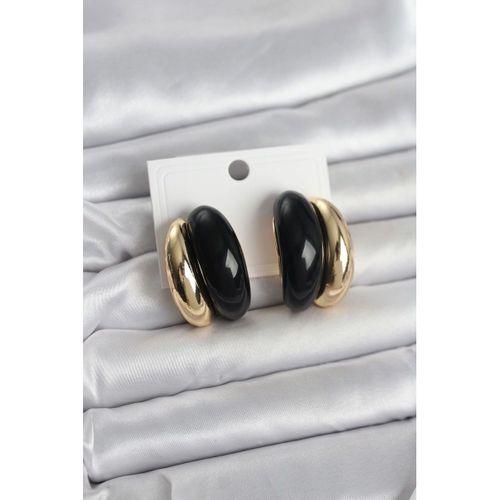 Damla Model Siyah Vintage Gold Renk Kadın Küpe