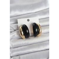Damla Model Siyah Vintage Gold Renk Kadın Küpe