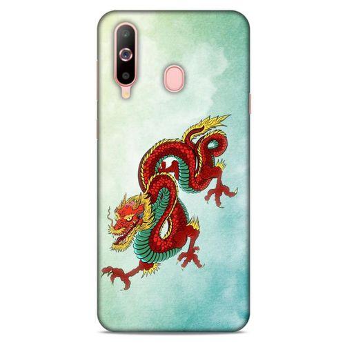 Samsung Galaxy A60 Kılıf Dragons (25) Antişok Kapak Tatoo Sarı Kırmızı Ejderha