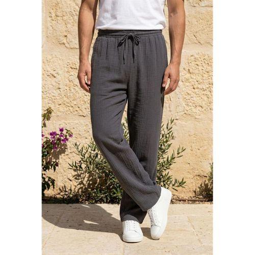 Hafif ve Rahat Müslin Baggy Erkek Pantolon - Füme