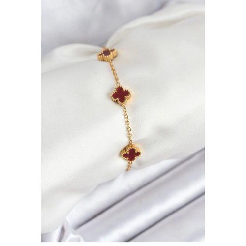 316L Çelik Gold Zincir Baby Boy Bordo Renk Bileklik