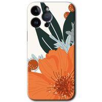 iPhone 14 Pro Max HD Baskılı Kılıf + 9D Tam Ekran Koruyucu - Portakal Çiçeği
