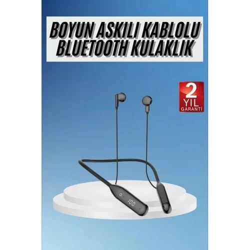 100 Saat Kablolu Boyun Askılı Dijital Göstergeli Bluetooth Kulaklığı