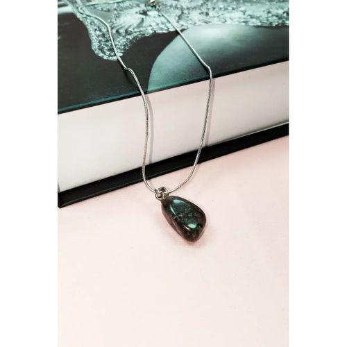 Anyolit Doğal Taşı Zincirli El Yapımı Kolye Uç: 2 cm Zincir: 20 cm Kutulu