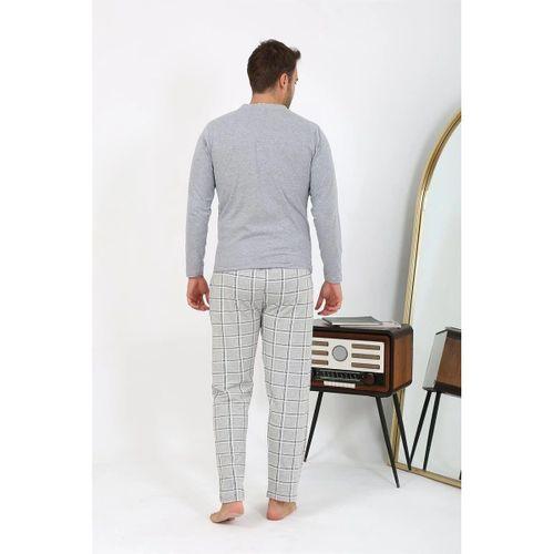 Erkek Uzun Kol Penye Gri Pijama Takımı