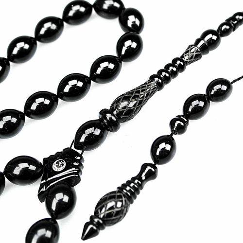 Oltu Taşı Özel Seri  İmame  Baklava Oyma   İşçilikli Tespih