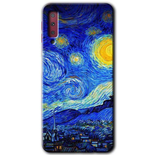 Potkal Hediye Fabrikası Samsung Galaxy A7 2018 Kılıf HD Desen Baskılı Arka Kapak - Starry Night