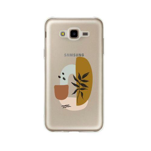 Samsung J7 Sanatsal Çizim Tasarımlı Premium Şeffaf Silikon Kılıf