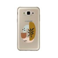 Samsung J7 Sanatsal Çizim Tasarımlı Premium Şeffaf Silikon Kılıf
