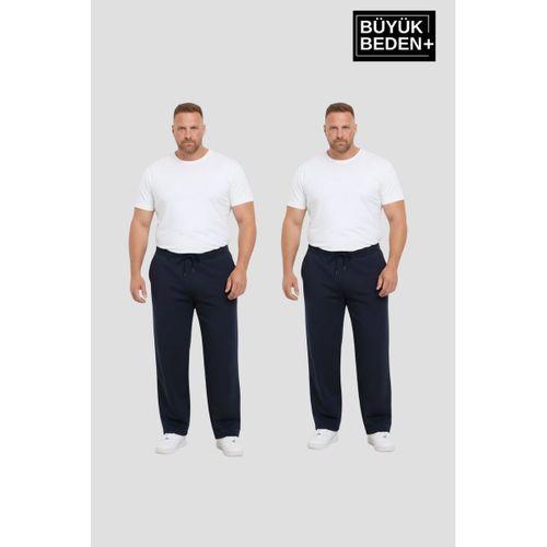 Erkek Büyük Beden Paça Reçme İnce Eşofman Altı 2’li Set – Rahat Kalıp SPR26BEA952+2