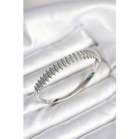 Gümüş Renk Zirkon Taşlı Pirinç Kadın Kelepçe