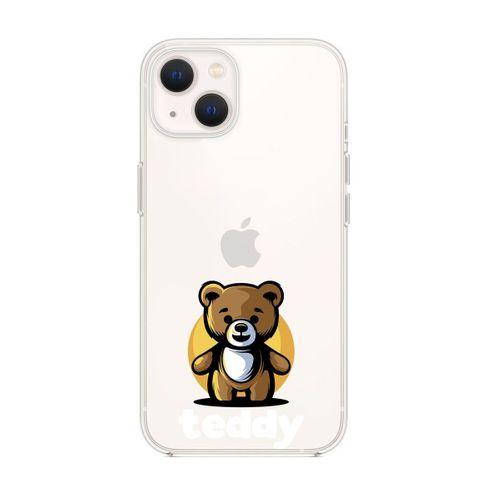 iPhone 13 Mini Teddy Desenli Premium Silikonlu Şeffaf Telefon Kılıfı