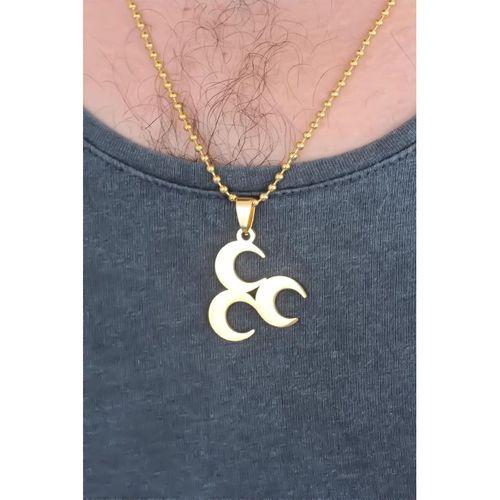 Gold Renk Metal 3 Hilal Figürlü Erkek Kolye