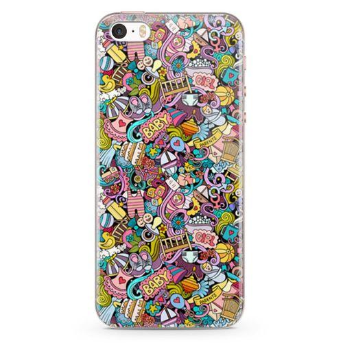 Apple iPhone SE Kılıf Kız Bebek Giyim Doodle Arka Kapak Koruma Desenli Full Koruyucu