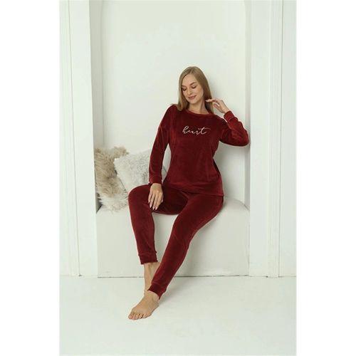 Kadın Kadife Bordo Pijama Takım