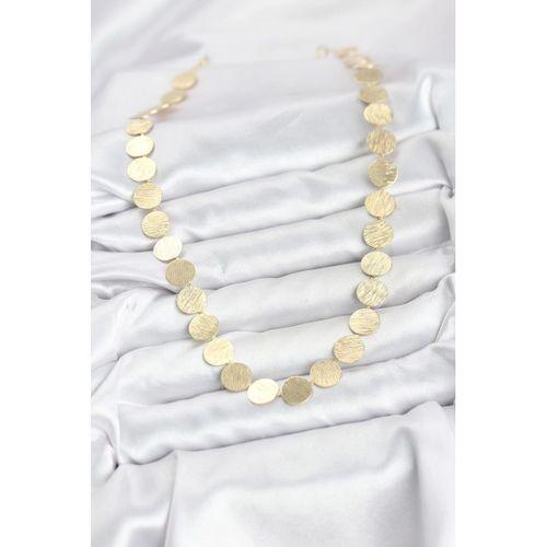 Yuvarlak Plaka Model Gold Renk Kadın Kolye