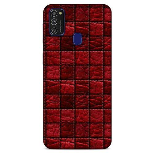 Samsung Galaxy M21 Kılıf Patchwork (12) Koruyucu Silikon Kırmızı Bordo